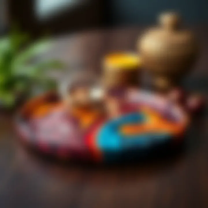 Vibrant Epoxy Tray Design A beautifully crafted epoxy tray showcasing vibrant colors and patterns.