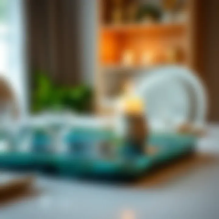 Elegant Table Setting with Epoxy Tray A serene setting featuring an epoxy tray elegantly placed on a table.