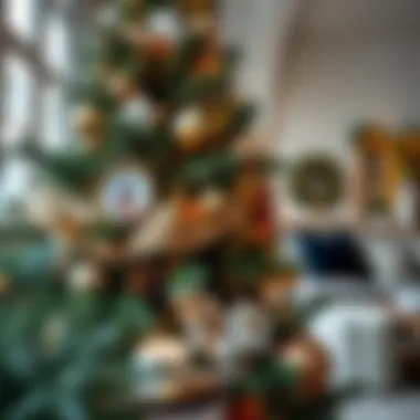 Stylish blend of traditional and modern pine tree decorations