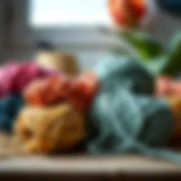 Colorful yarn arranged creatively for crafting