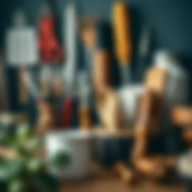 Variety of crafting tools elegantly organized