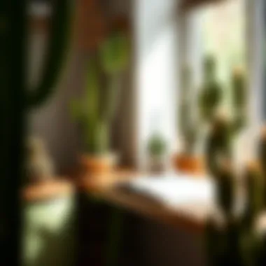 A calming study area adorned with cacti, promoting relaxation and focus.