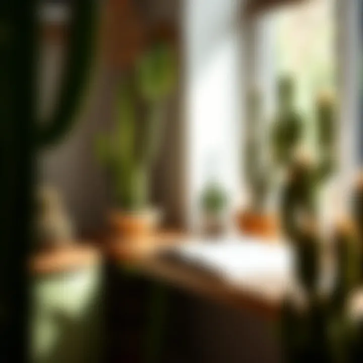 A calming study area adorned with cacti, promoting relaxation and focus.