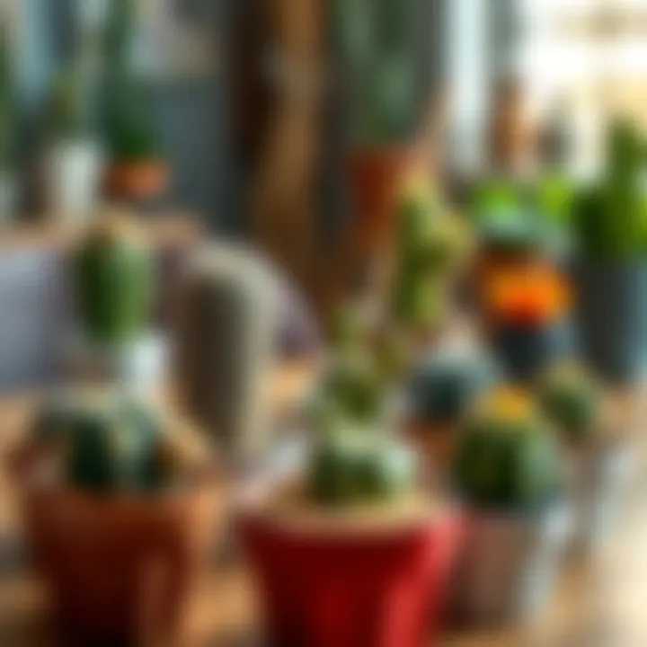 Guided care tips for cacti arranged aesthetically on a table.