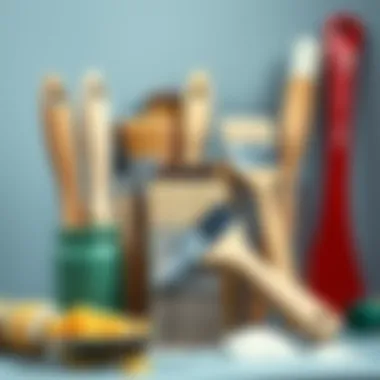 Selection of painting tools and brushes