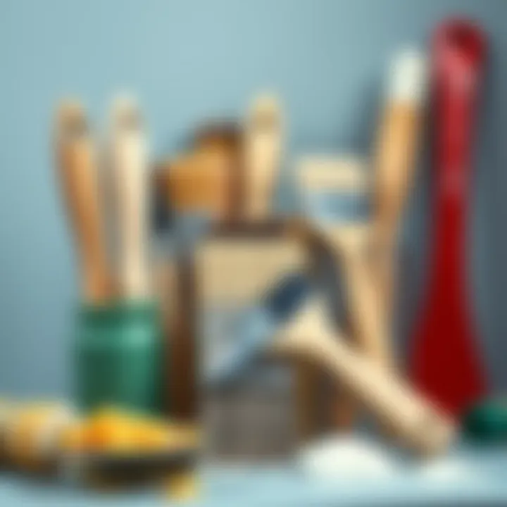 Selection of painting tools and brushes