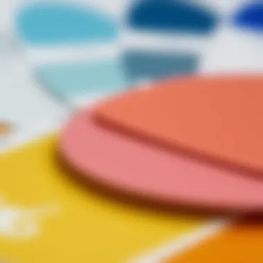A close-up of a color palette featuring various paint shades