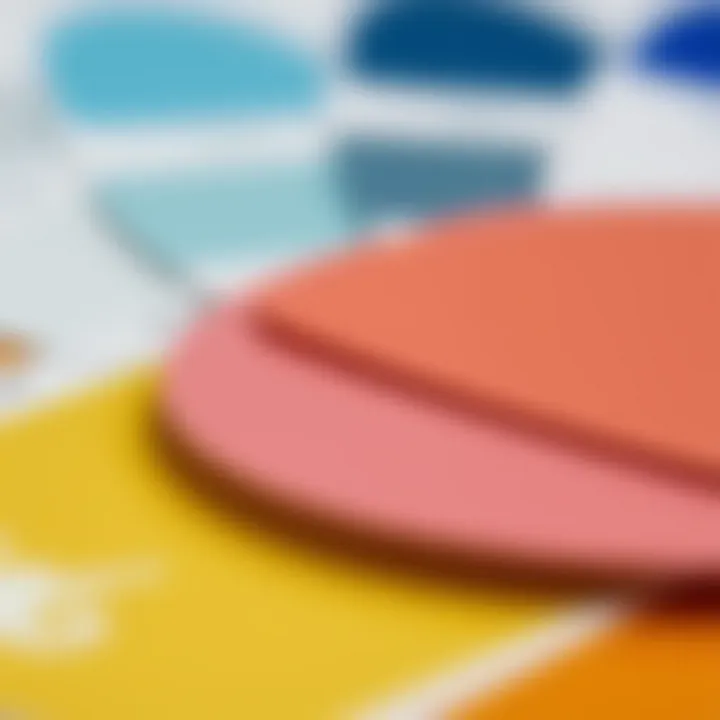 A close-up of a color palette featuring various paint shades
