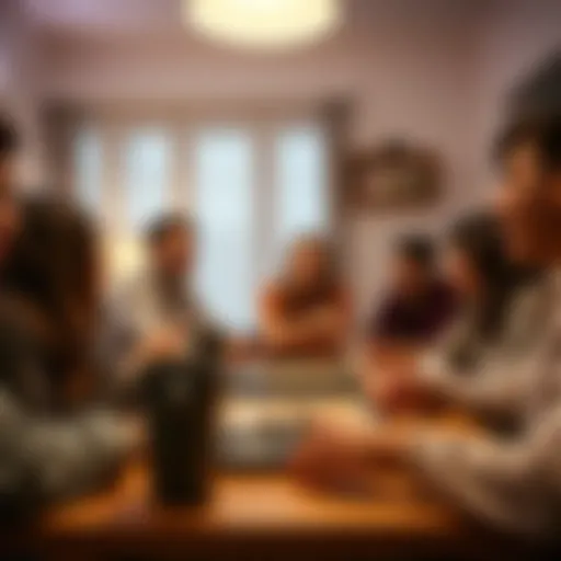 Group of friends enjoying a board game night