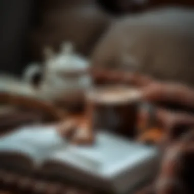 Cozy Hot Chocolate Experience A cozy setting with a steaming mug of hot chocolate beside a book