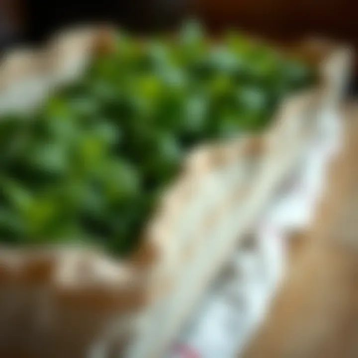 Close-up of fresh mint leaves ready for drying