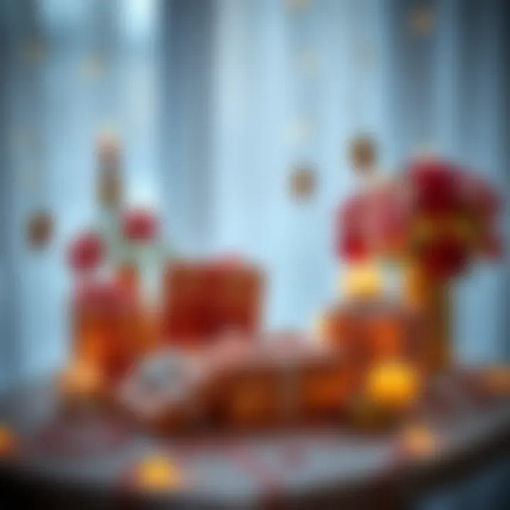 Artistic display of an engagement gift set