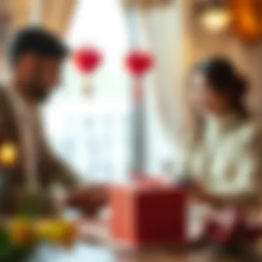 Traditional engagement gift presentation