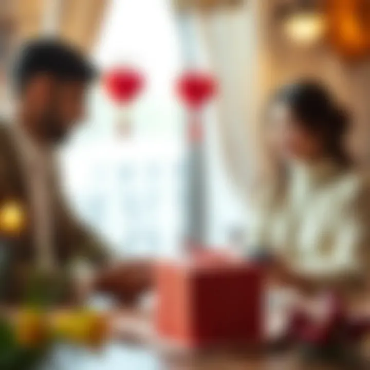 Traditional engagement gift presentation