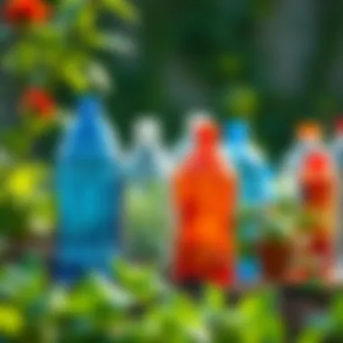 Repurposed plastic bottles for gardening