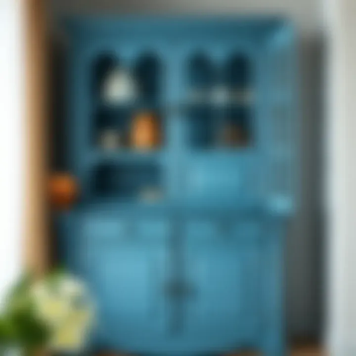Elegant cabinet painted in serene lake blue