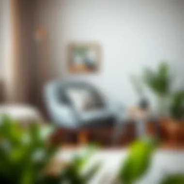 Cozy corner with a grey armchair and stylish accessories