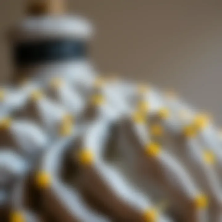 Decorative Item Close-Up A close-up view of a decorative item combining grey and yellow hues.