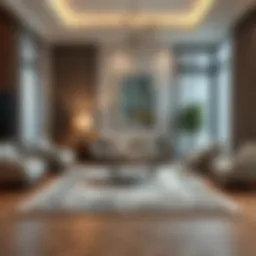 Elegant living room with a large area rug