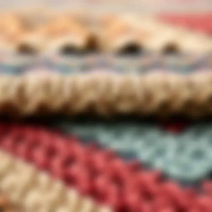 Textural Choices for Rug Selection Close-up of fabric textures and colors for rug selection.