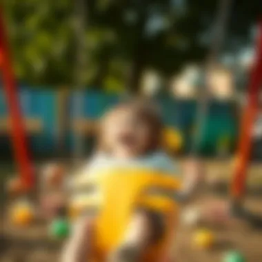 A child enjoying a swing with colorful surroundings