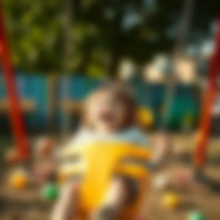 A child enjoying a swing with colorful surroundings