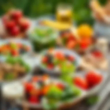 Salads and Appetizers for Picnics Healthy salads and appetizers arranged beautifully