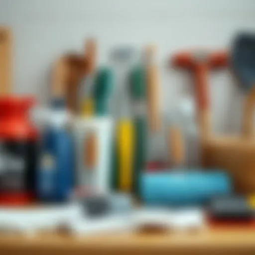 Efficient cleaning tools arranged neatly