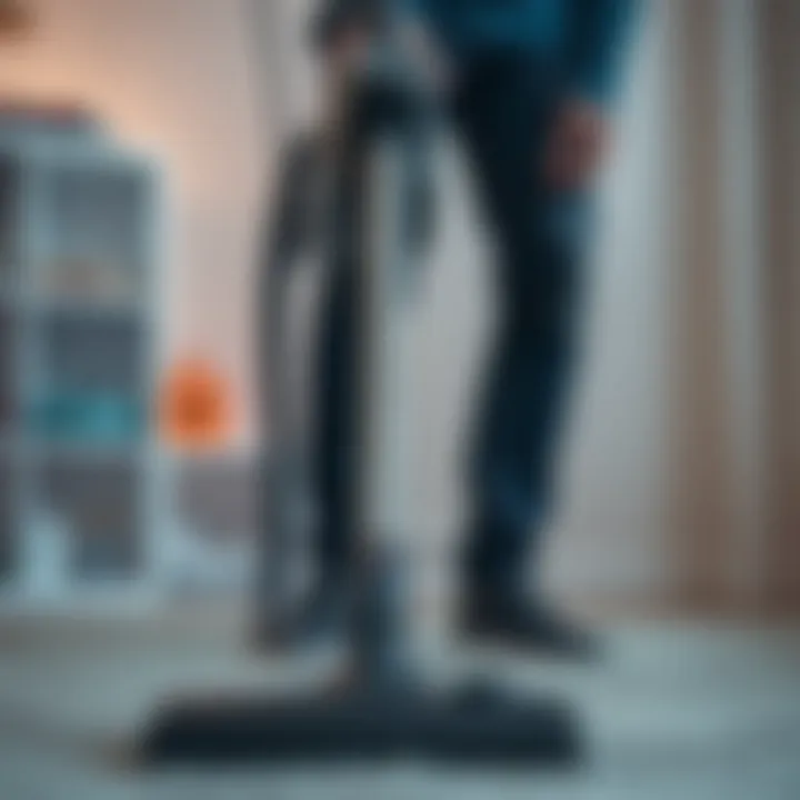 Effortless Vacuuming Technique Person using a vacuum cleaner with ease
