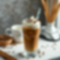 A refreshing glass of iced coffee topped with whipped cream and chocolate shavings.