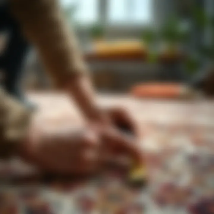 Measuring a carpet with precision tools