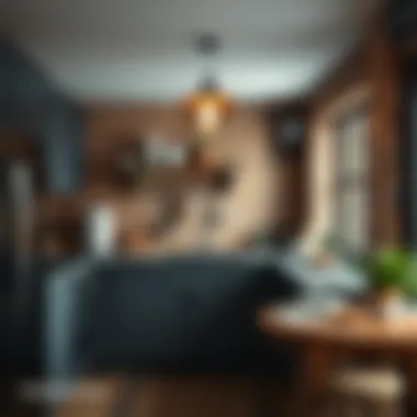 Industrial style kitchen featuring exposed brick