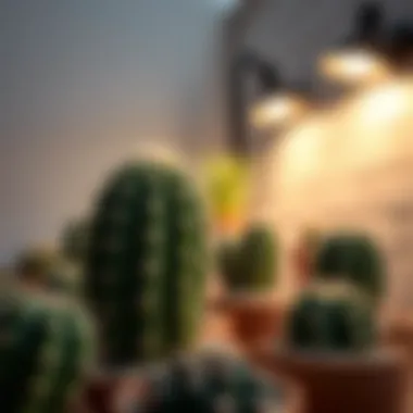 Healthy cactus plants thriving under optimal light conditions