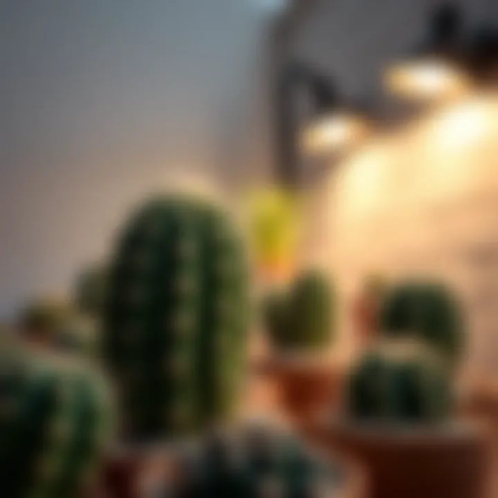 Healthy cactus plants thriving under optimal light conditions