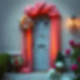 Elegant door decoration with tulle