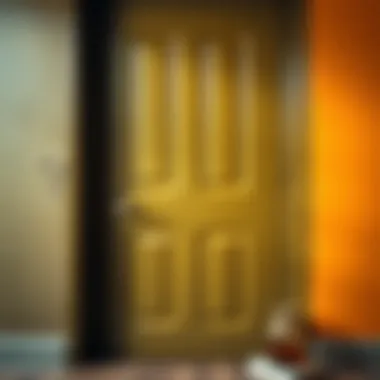 A finished door with a glossy oil paint finish