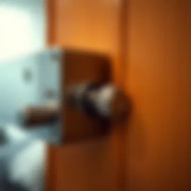 Detailed view of a door mechanism