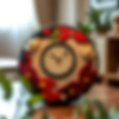 Finished felt clock showcasing creativity