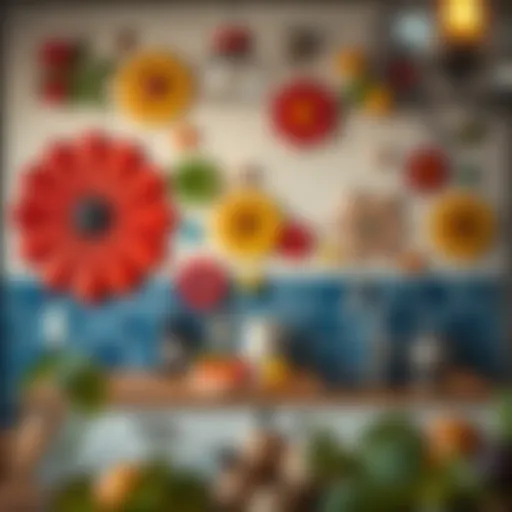 Artistic kitchen wall decor featuring vibrant colors