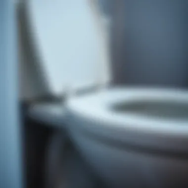 Detailed view of the hinge attachment point on a toilet