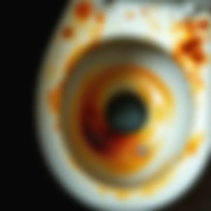 Rust stain on a toilet bowl