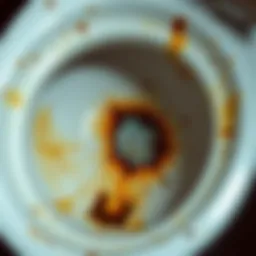 Rust stains in a toilet bowl