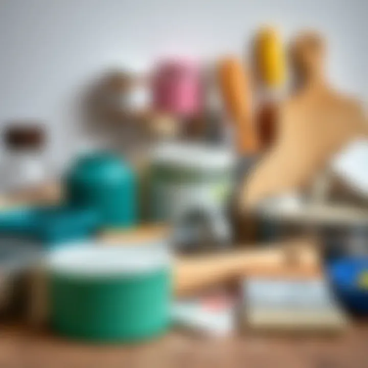 Selection of painting materials and tools