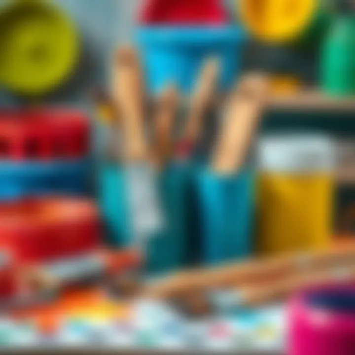 Painting Tools and Vibrant Colors A collection of painting tools and vibrant paint colors