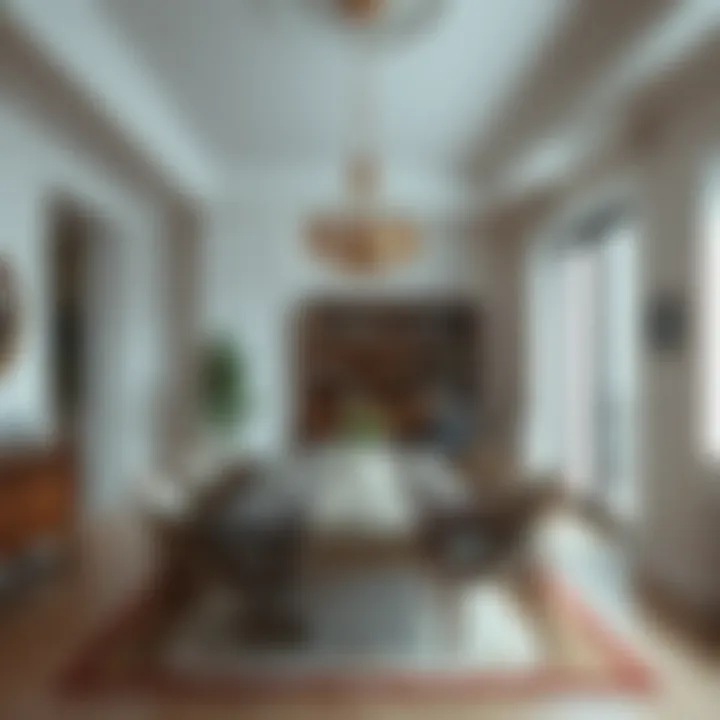 Spacious dining area with light-colored walls