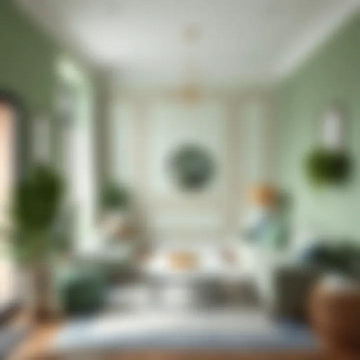 Interior design showcasing light green elements