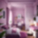 A beautifully decorated youth room featuring lilac and purple tones