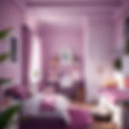 A beautifully decorated youth room featuring lilac and purple tones