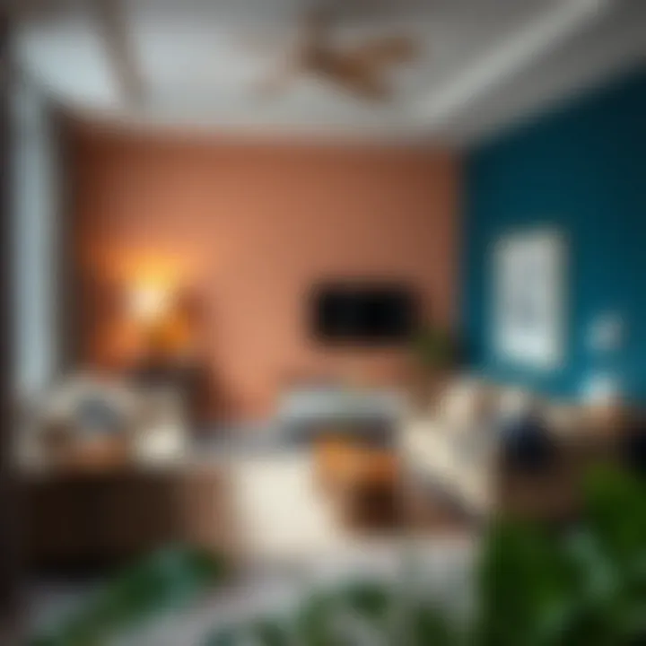 Living room with furniture that complements wall colors