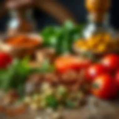 Fresh herbs and spices ready for seasoning